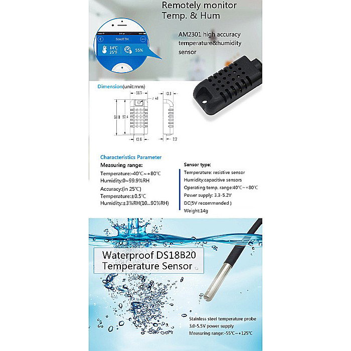 Sonoff ds18b20 senzor de temperatura rezistent la apa pentru sonoff th [4]