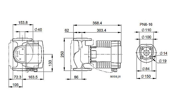 POMPA CIRCULATIE ELECTRONICA BIRAL MODULA 40-18 250 RED PN6-16 DN 40 250MM 230V ROTOR UMED PENTRU INSTALATII INCALZIRE [3]