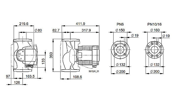 POMPA CIRCULATIE ELECTRONICA BIRAL MODULA 80-12 360 RED PN6 DN 80 360MM 230V ROTOR UMED PENTRU INSTALATII INCALZIRE [3]