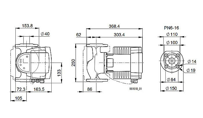 POMPA CIRCULATIE ELECTRONICA BIRAL MODULA 40-12 250 RED PN6-16 DN 40 250MM 230V ROTOR UMED PENTRU INSTALATII INCALZIRE [3]