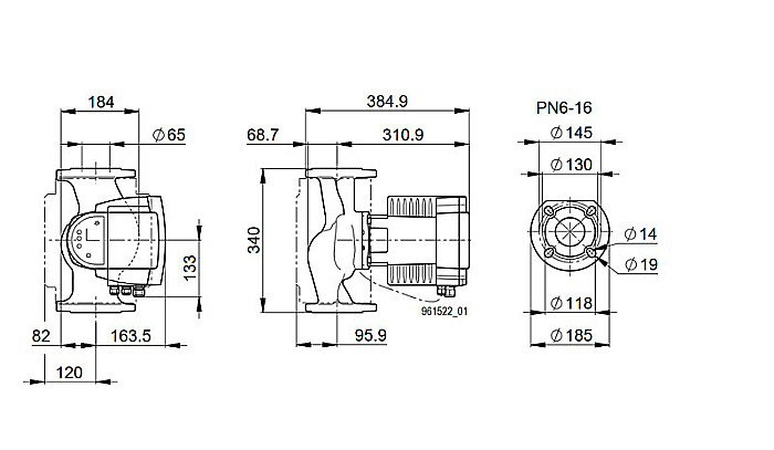POMPA CIRCULATIE ELECTRONICA BIRAL MODULA 65-12 340 RED PN6-16 DN65 340MM 230V ROTOR UMED PENTRU INSTALATII INCALZIRE [3]