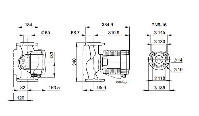 POMPA CIRCULATIE ELECTRONICA BIRAL MODULA 65-15 340 RED PN6-16 DN65 340MM 230V ROTOR UMED PENTRU INSTALATII INCALZIRE [3]