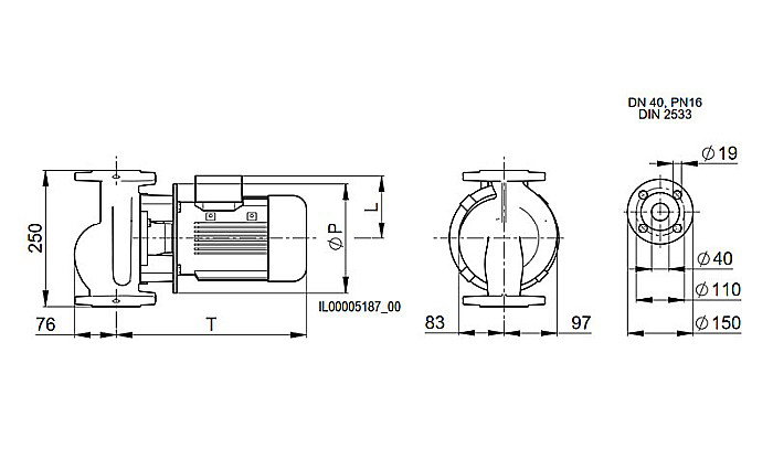 POMPA INLINE BIRAL VARIA 40-14 250 2 1.1 RED 1,10KW 250MM 10BAR ROTOR USCAT PENTRU INSTALATII INCALZIRE 2210140150 [3]