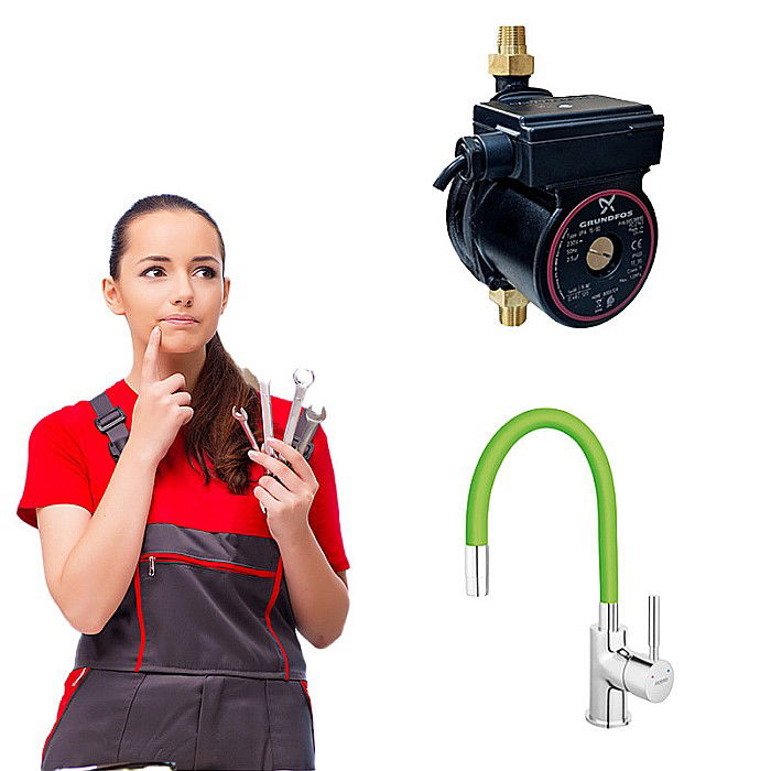 Pachet pompa ridicare presiune apa retea UPA 15-90 cu baterie bucatarie flexibila ZUMBA [1]