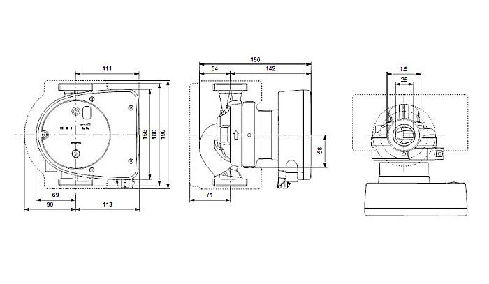POMPA RECIRCULARE GRUNDFOS MAGNA1 25-100 N 180 CORP INOX 99221226 [3]