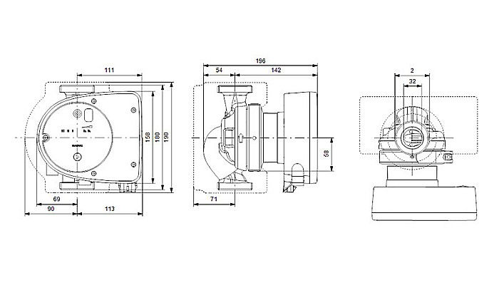 POMPA RECIRCULARE GRUNDFOS MAGNA1 32-60 N 180 CORP INOX 99221254 [3]