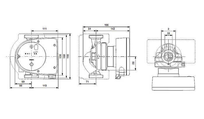 POMPA RECIRCULARE GRUNDFOS MAGNA1 32-80 N 180 CORP INOX 99221255 [3]