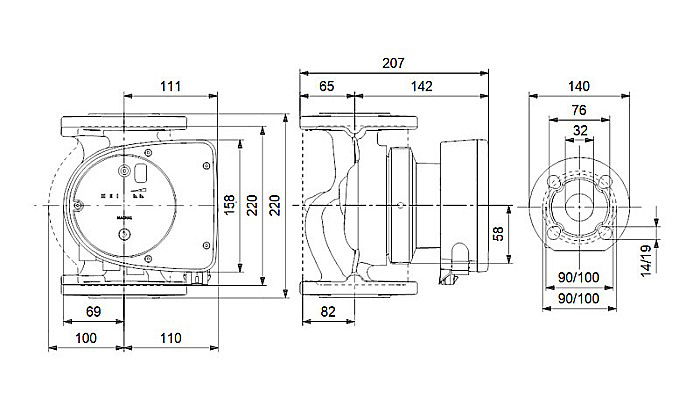 POMPA RECIRCULARE GRUNDFOS MAGNA1 32-80 F N 220 CORP INOX 99221277 [3]