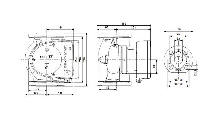 POMPA RECIRCULARE GRUNDFOS MAGNA1 32-120 F N 220 CORP INOX 99221289 [3]