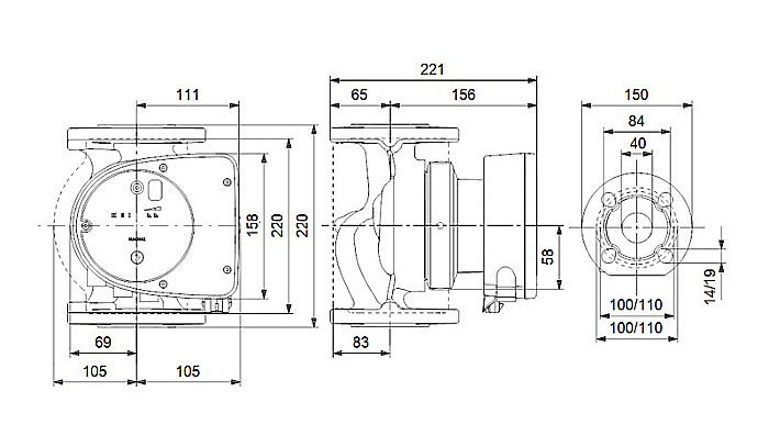 POMPA RECIRCULARE GRUNDFOS MAGNA1 40-40 F N 220 CORP INOX 99221299 [3]