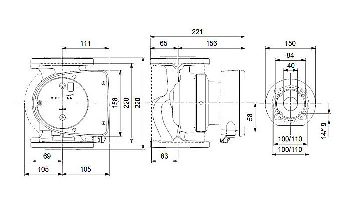 POMPA RECIRCULARE GRUNDFOS MAGNA1 40-60 F N 220 CORP INOX 99221300 [3]