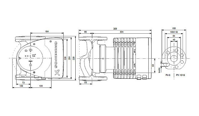 POMPA RECIRCULARE GRUNDFOS MAGNA1 40-80 F N 220 CORP INOX 99221323 [3]