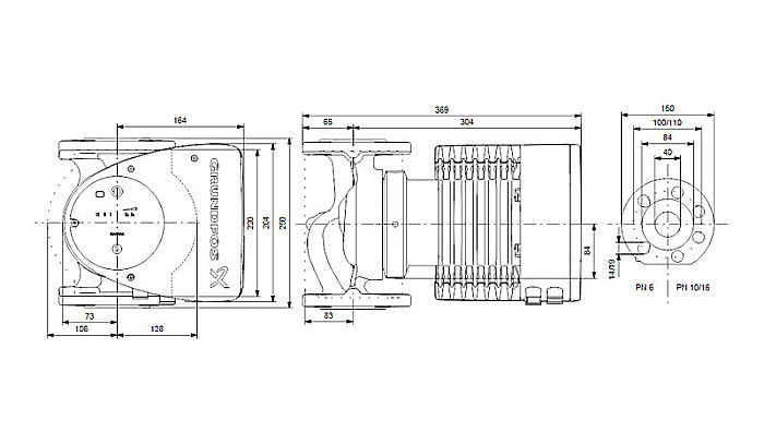 POMPA RECIRCULARE GRUNDFOS MAGNA1 40-180 F N 250 CORP INOX 99221327 [3]