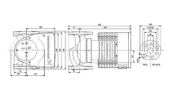POMPA RECIRCULARE GRUNDFOS MAGNA1 50-60 F N 240 CORP INOX 99221358 [3]