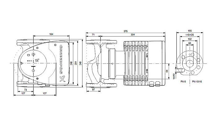 POMPA RECIRCULARE GRUNDFOS MAGNA1 50-80 F N 240 CORP INOX 99221359 [3]