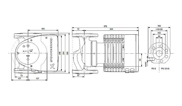 POMPA RECIRCULARE GRUNDFOS MAGNA1 50-120 F N 280 CORP INOX 99221361 [3]