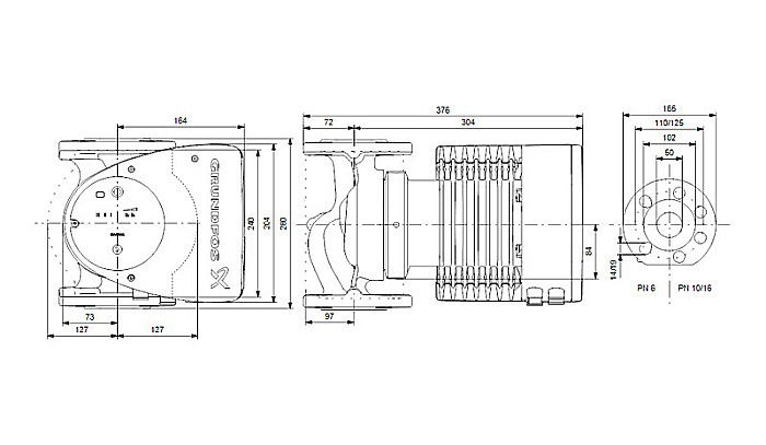 POMPA RECIRCULARE GRUNDFOS MAGNA1 50-150 F N 280 CORP INOX 99221362 [3]