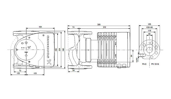 POMPA RECIRCULARE GRUNDFOS MAGNA1 65-100 F N 340 CORP INOX 99221397 [3]