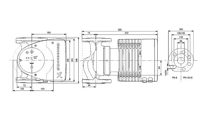 POMPA RECIRCULARE GRUNDFOS MAGNA1 65-120 F N 340 CORP INOX 99221398 [3]
