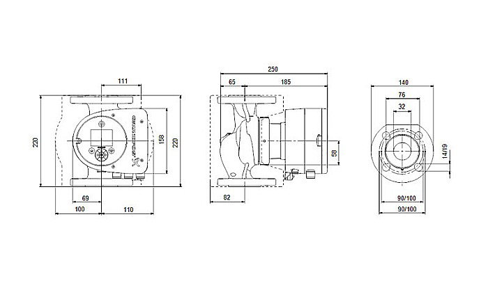 POMPA RECIRCULARE GRUNDFOS MAGNA3 32-80 F N 220 CORP INOX 98333876 [3]