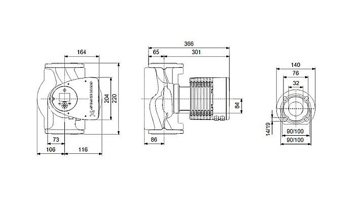 POMPA RECIRCULARE GRUNDFOS MAGNA3 32-120 F N 220 CORP INOX 97924346 [3]