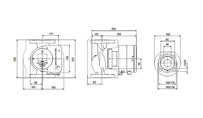 POMPA RECIRCULARE GRUNDFOS MAGNA3 40-40 F N 220 CORP INOX 97924347 [3]