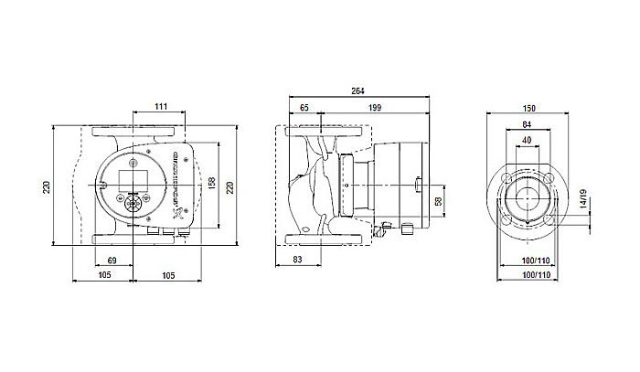 POMPA RECIRCULARE GRUNDFOS MAGNA3 40-60 F N 220 CORP INOX 97924348 [3]