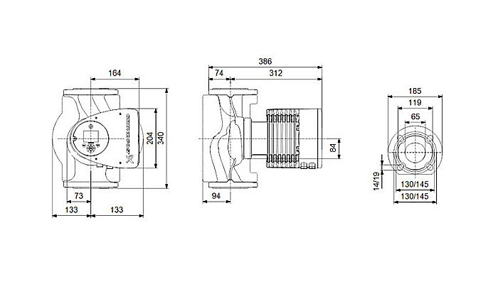 POMPA RECIRCULARE GRUNDFOS MAGNA3 65-150 F N 340 CORP INOX 97924366 [3]