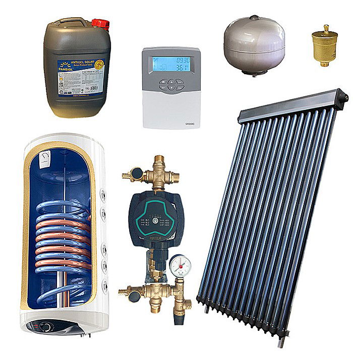 KIT PANOU SOLAR APA CALDA PRESURIZAT 3P ECONOMIC CU BOILER CU DOUA SERPENTINE 150L PANOSOL C.200 [1]