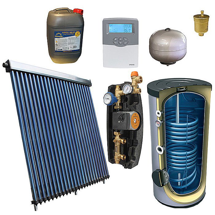 KIT PANOU SOLAR APA CALDA PRESURIZAT 4P CONFORT CU BOILER CU DOUA SERPENTINE 200L PANOSOL C.204 [1]