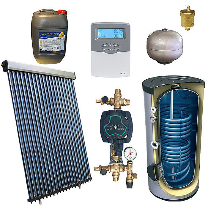 KIT PANOU SOLAR APA CALDA PRESURIZAT 4P ECONOMIC CU BOILER CU DOUA SERPENTINE 200L PANOSOL C.201 [1]