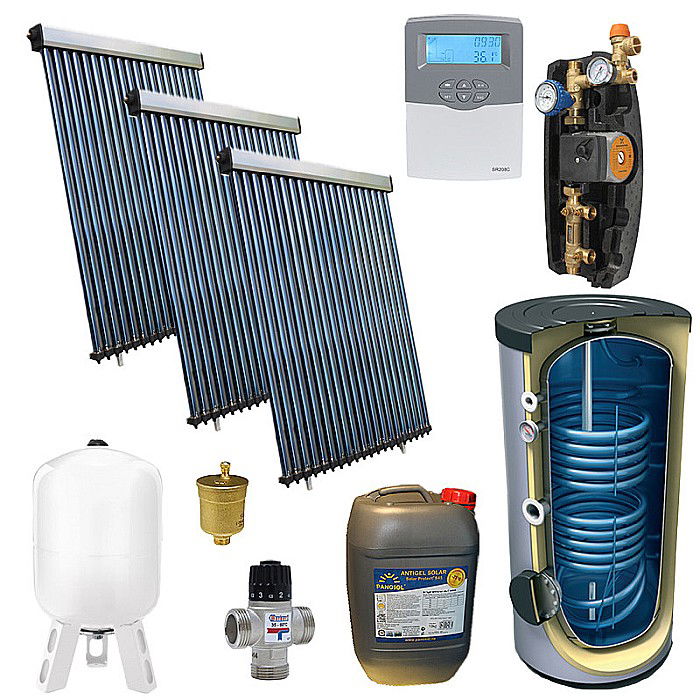 KIT PANOU SOLAR APA CALDA PRESURIZAT 10P CONFORT CU BOILER CU DOUA SERPENTINE 500L PANOSOL C.420 [1]