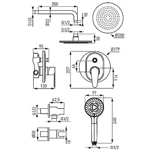 SET DUS INGROPAT CU BATERIE FURTUN PARA DUS 97MM ALGEO BAG7P-SET1-S [2]