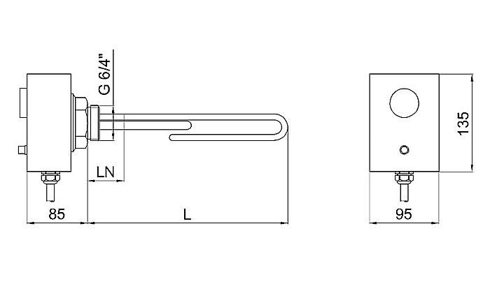 REZISTENTA ELECTRICA REGULUS 1.2KW CU TERMOSTAT 11/2 L300MM CU TERMINAL NEINCALZIT 15166 [2]