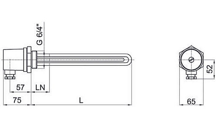 REZISTENTA ELECTRICA REGULUS 4.5KW 11/2 L370MM CU TERMINAL NEINCALZIT 100MM 8937 [2]