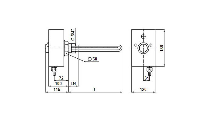 REZISTENTA ELECTRICA REGULUS 9KW CU TERMOSTAT 11/2 L755MM CU TERMINAL NEINCALZIT 19044 [2]