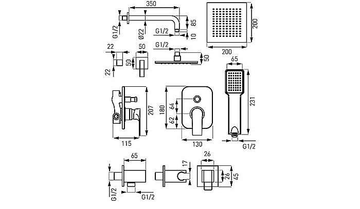 BATERIE DUS INCASTRAT CU ACCESORII SQUARE BAQ7P-SET1-S FERRO [2]