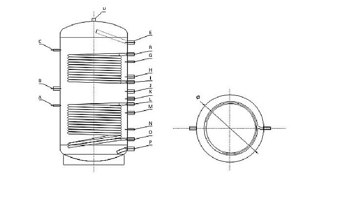 PUFFER REZERVOR ACUMULARE 2 SERPENTINE 1000 SUNSYSTEM PR1000/2 [2]