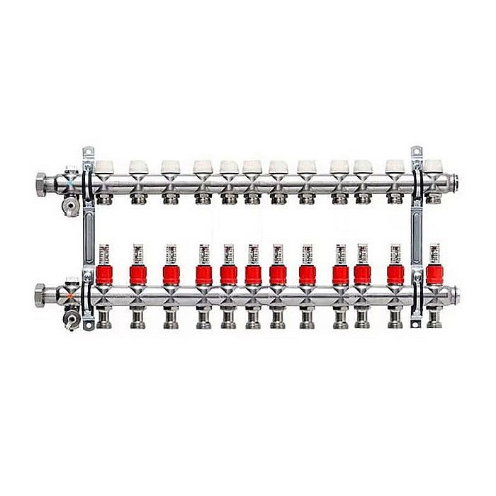 DISTRIBUITOR-COLECTOR 12 CIRCUITE 1 INOX KERMI CU DEBITMETRE 3/4 EUROCON [1]