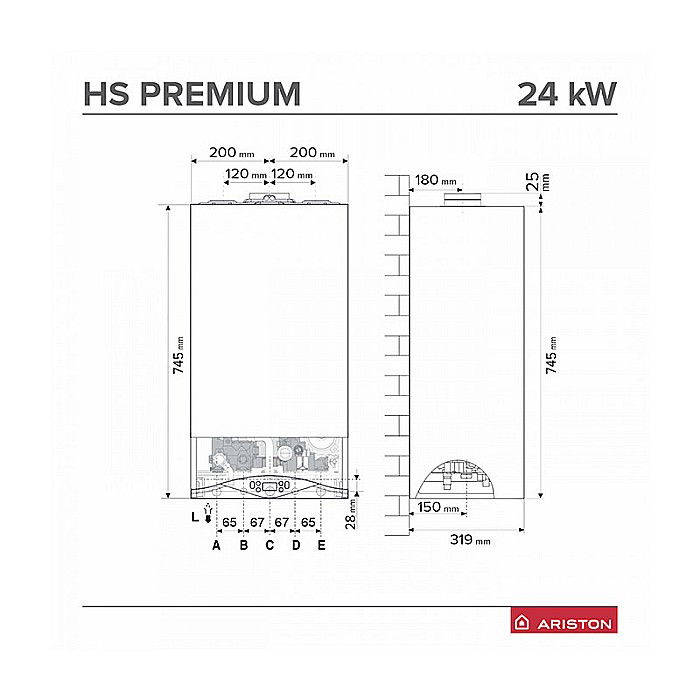 CENTRALA TERMICA PE GAZ ARISTON HS PREMIUM 24 KW EU2 IN CONDENSATIE KIT EVACUARE INCLUS 3301325 [4]