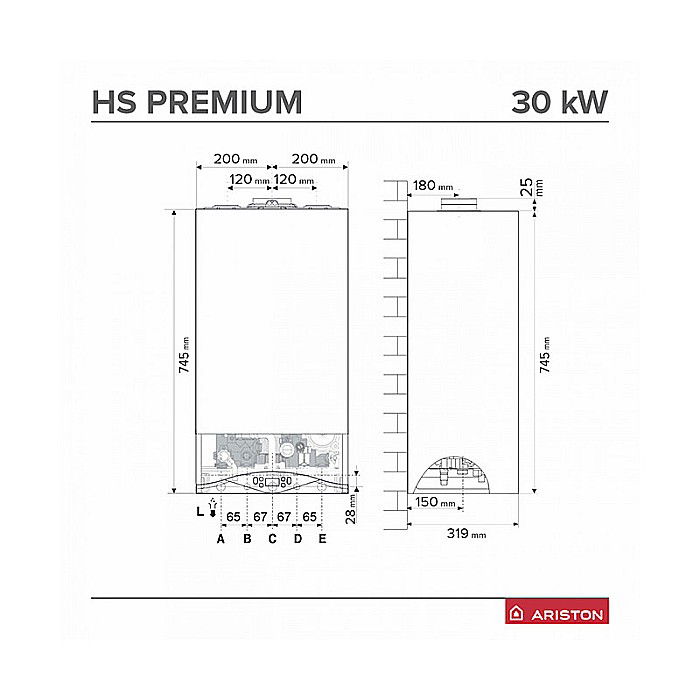 CENTRALA TERMICA PE GAZ ARISTON HS PREMIUM 30 KW EU2 IN CONDENSATIE KIT EVACUARE INCLUS 3301326 [4]