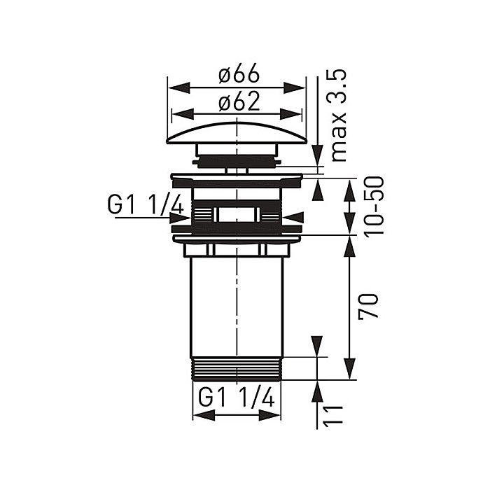 VENTIL LAVOAR CLICK CLACK CU PREAPLIN ROTONDO NEGRU S285-BL-B FERRO [2]