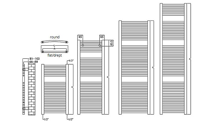 RADIATOR DE BAIE DREPT RADOX SCALA N 400X800 [4]
