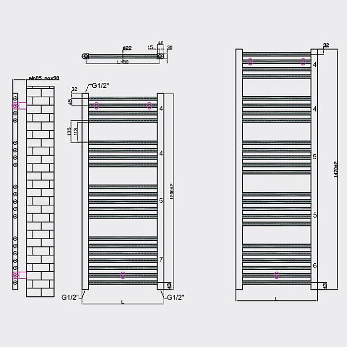 RADIATOR DE BAIE DREPT RADOX CELSIUS 500X1200 [4]