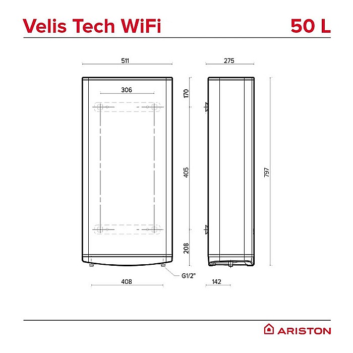 BOILER ELECTRIC ARISTON VELIS TECH WIFI 50L 3100911 [7]