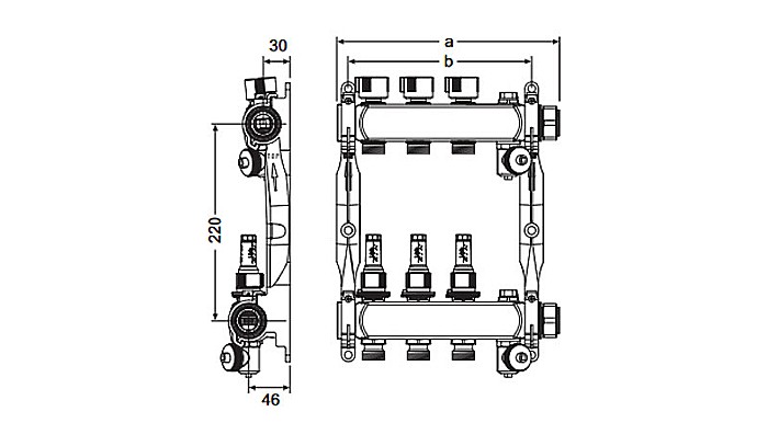 DISTRIBUITOR INCALZIRE PARDOSEALA OTEL FILET INTERIOR 1" 12 CAI TECE 77310012 [2]