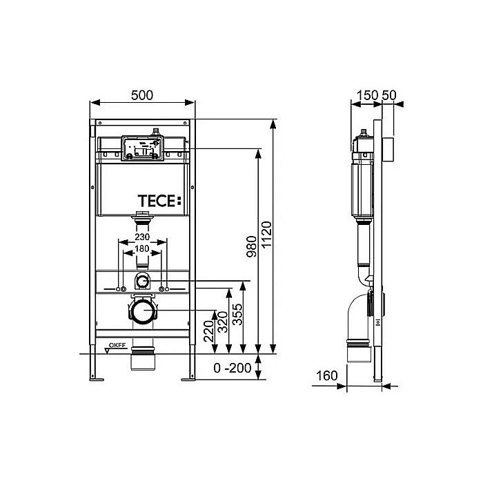REZERVOR WC INCASTRAT TECE BASE CU SET FIXARE SI CLAPETA DE ACTIONARE TECE NOW NEGRU MAT 9400401NNM [4]