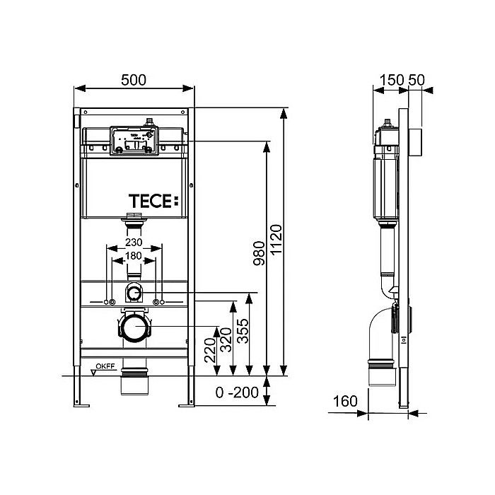 REZERVOR WC INCASTRAT 50X112CM CLAPETA DE ACTIONARE SI SISTEM DE FIXARE INCLUSE TECEBASE 9400400 [2]