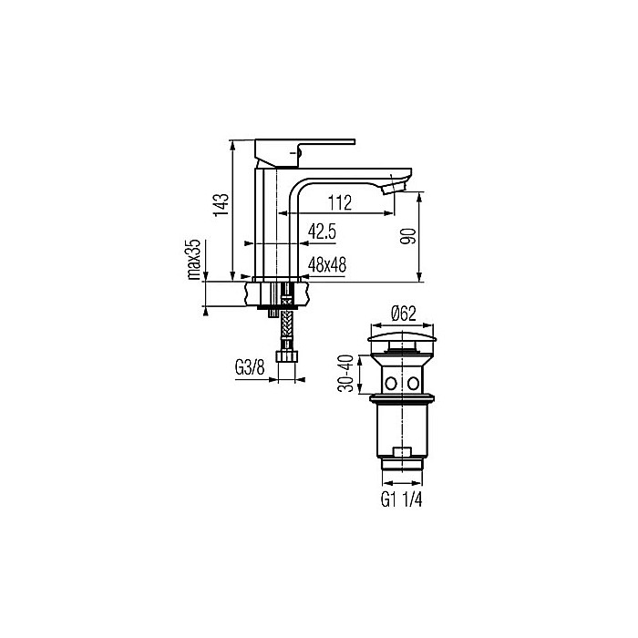 BATERIE LAVOAR VENTIL POP-UP CROM LOFT VALVEX 2454910 [2]