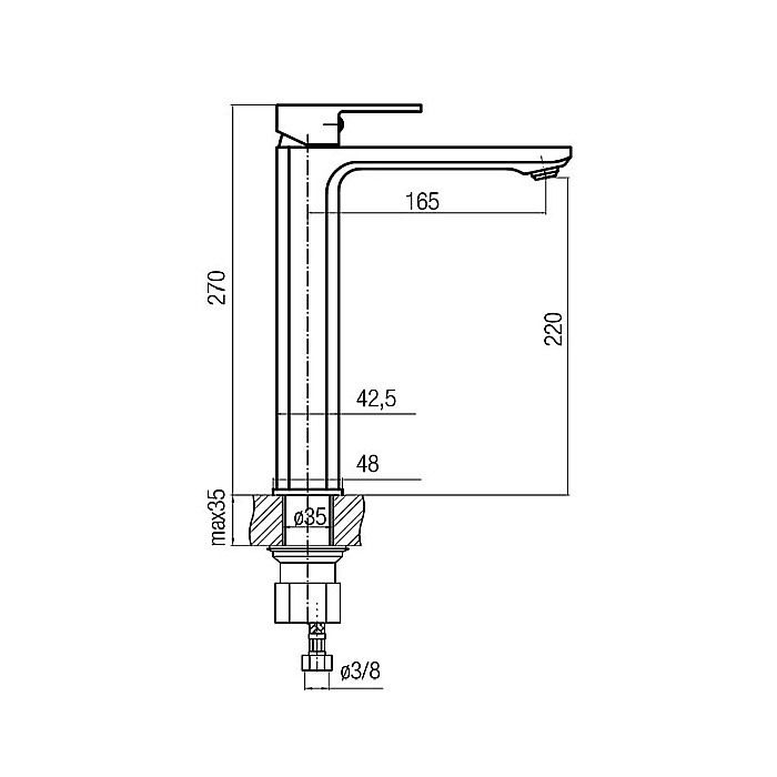 BATERIE LAVOAR INALTA NEGRU MAT LOFT VALVEX 2455910 [2]